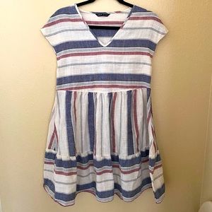 Blue and red striped dress